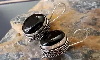 Black Onyx 925 Silver plated Earring