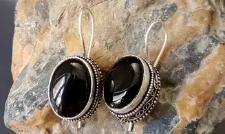 Black Onyx 925 Silver plated Earring