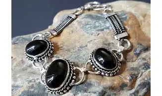 Onyx Noir Bracelet pierres & Argent