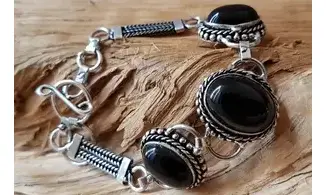 Onyx Noir Bracelet pierres & Argent