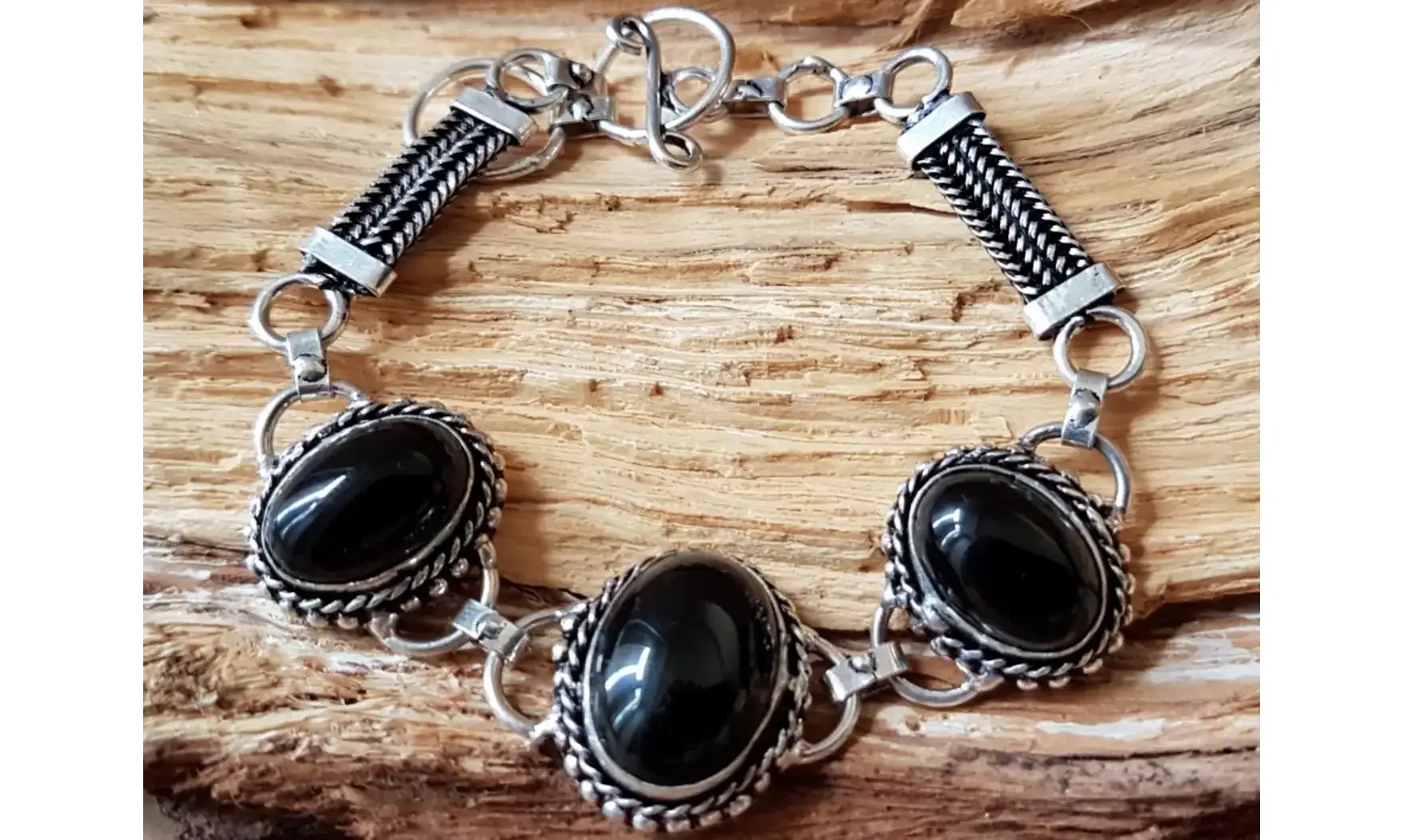 Onyx Noir Bracelet pierres & Argent