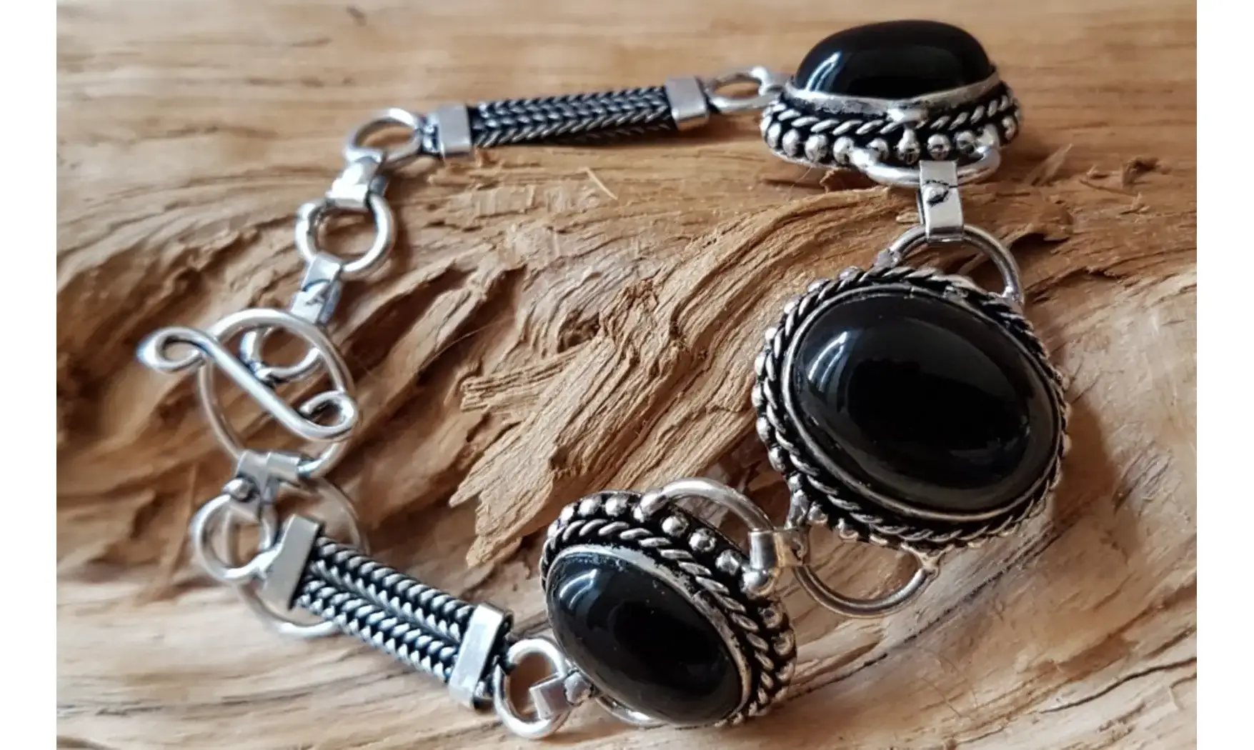 Onyx Noir Bracelet pierres & Argent