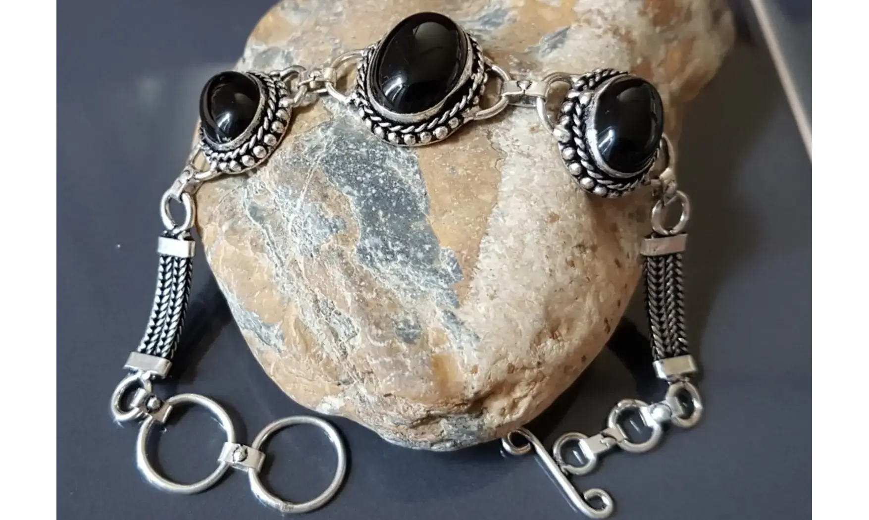 Onyx Noir Bracelet pierres & Argent
