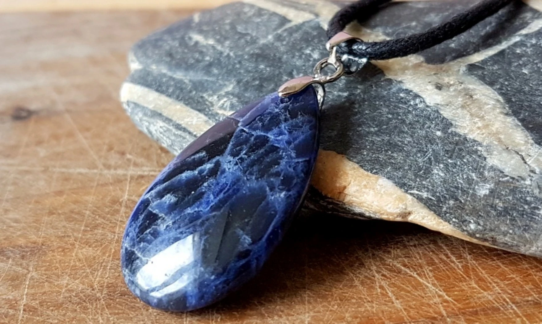 Sodalite Galet pierre pendentif 2