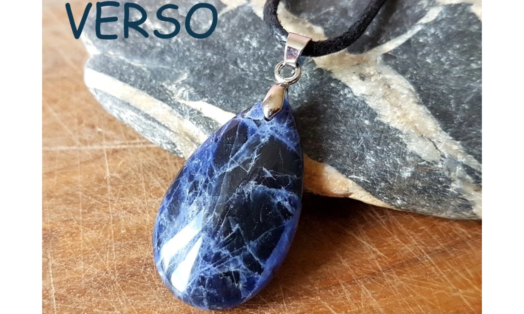 Sodalite Galet pierre pendentif 2