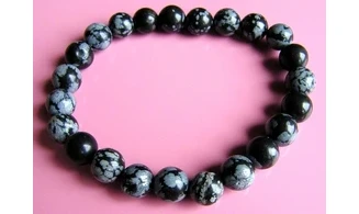 Snowflake Obsidian Round beads bracelet