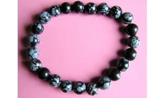 Snowflake Obsidian Round beads bracelet