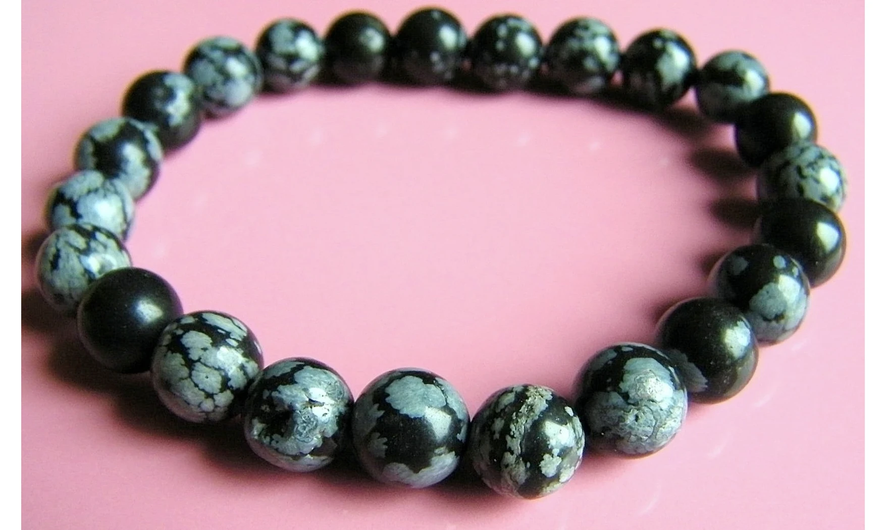 Obsidienne Neige pierres Boules bracelet