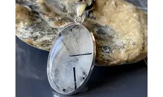 Black Rutile & 925 Silver plated pendant