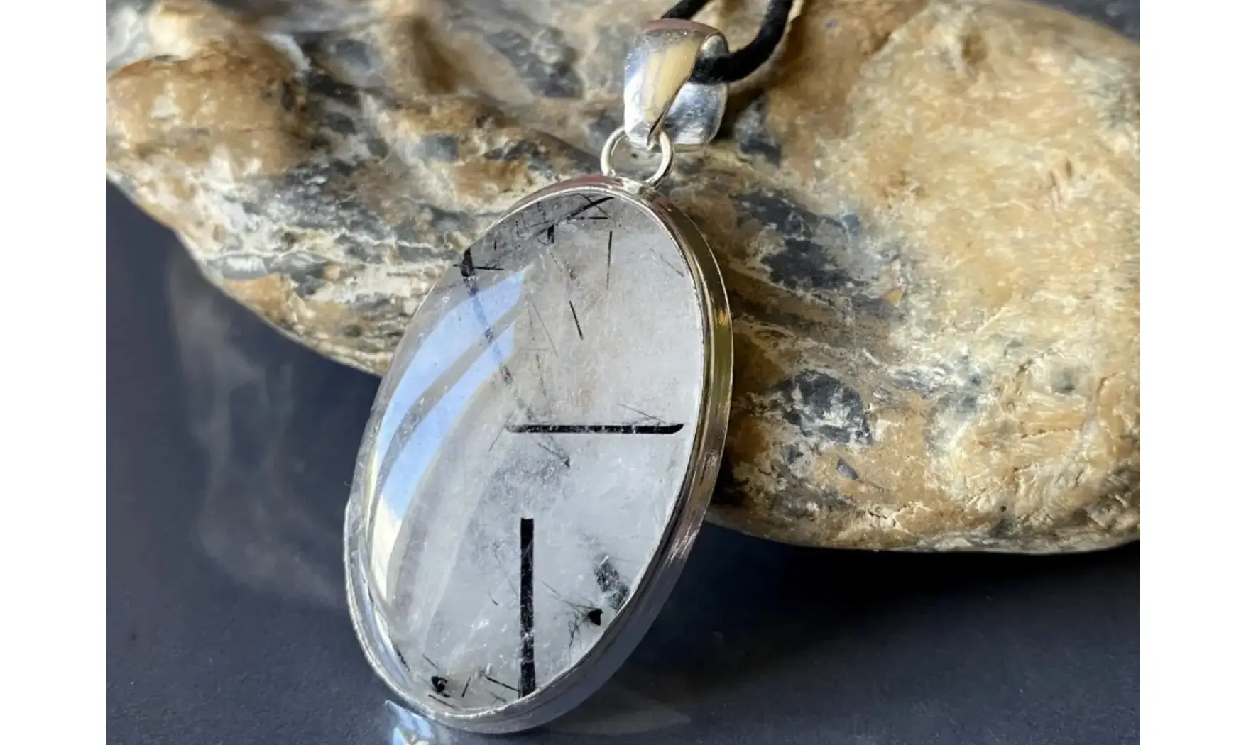 Cristal Tourmaline pendentif & Argent