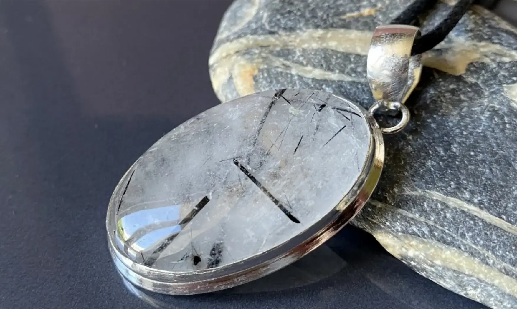 Cristal Tourmaline pendentif & Argent