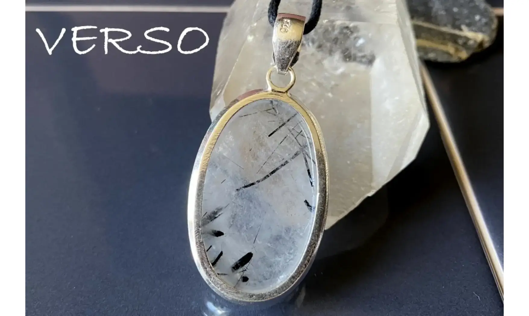 Cristal Tourmaline pendentif & Argent