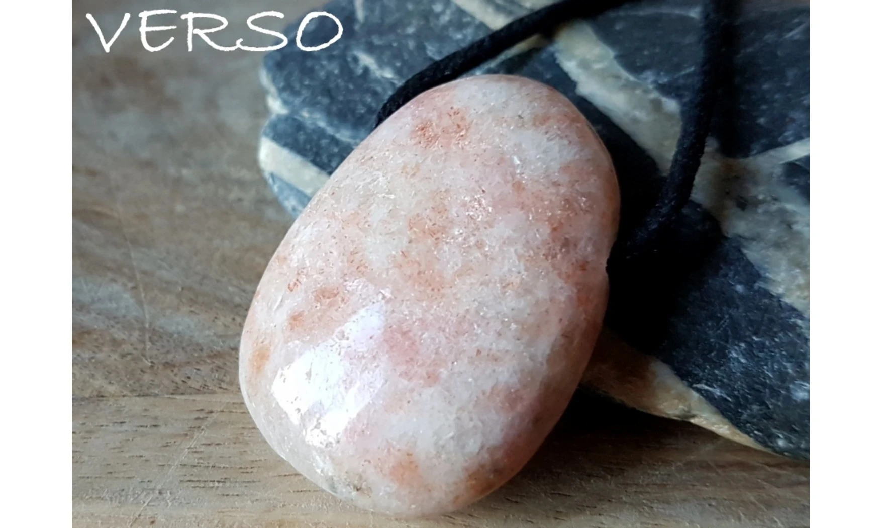 Sunstone stone drilled pendant 3