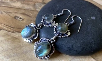 Labradorite 925 Silver plated Earring