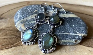 Labradorite 925 Silver plated Earring