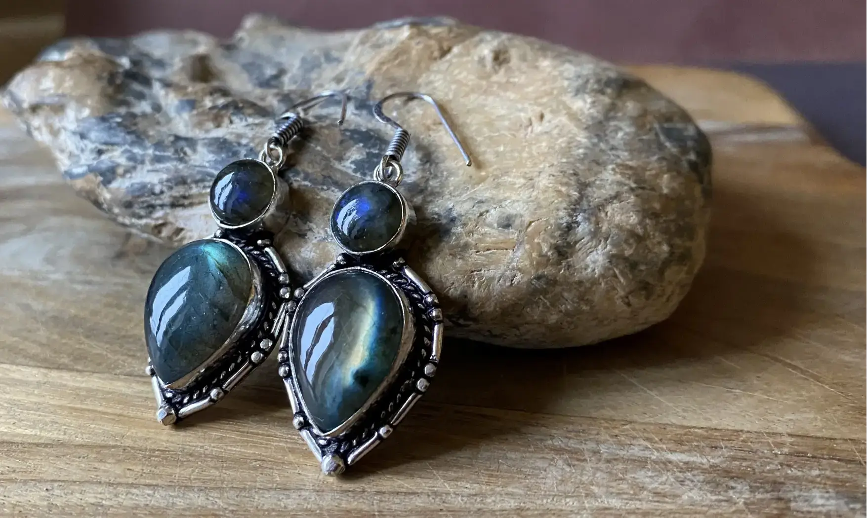 Labradorite pierre BO Argent