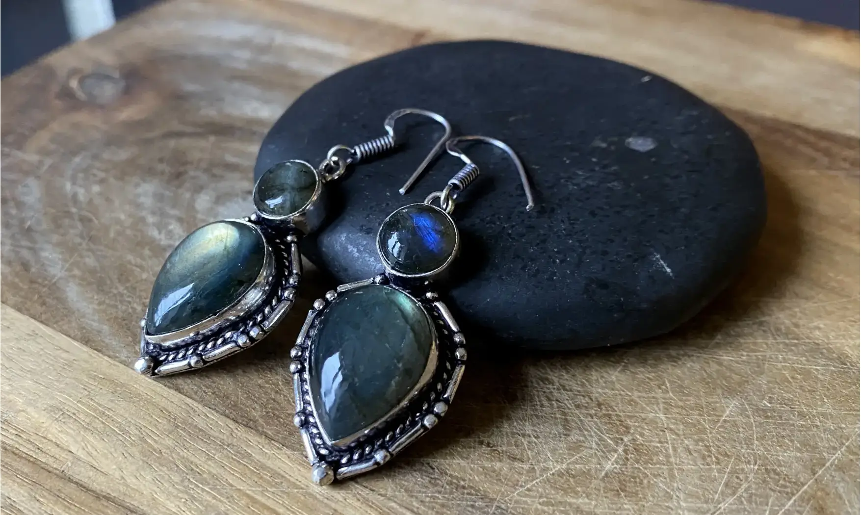 Labradorite pierre BO Argent