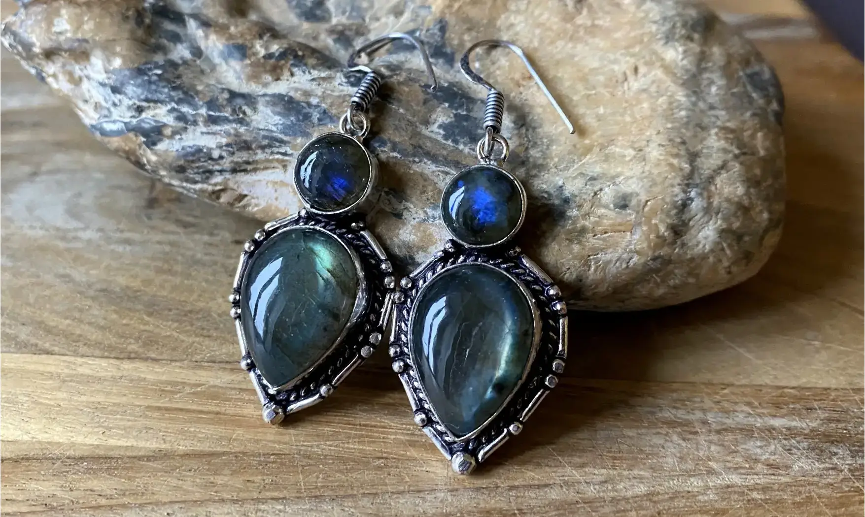Labradorite pierre BO Argent