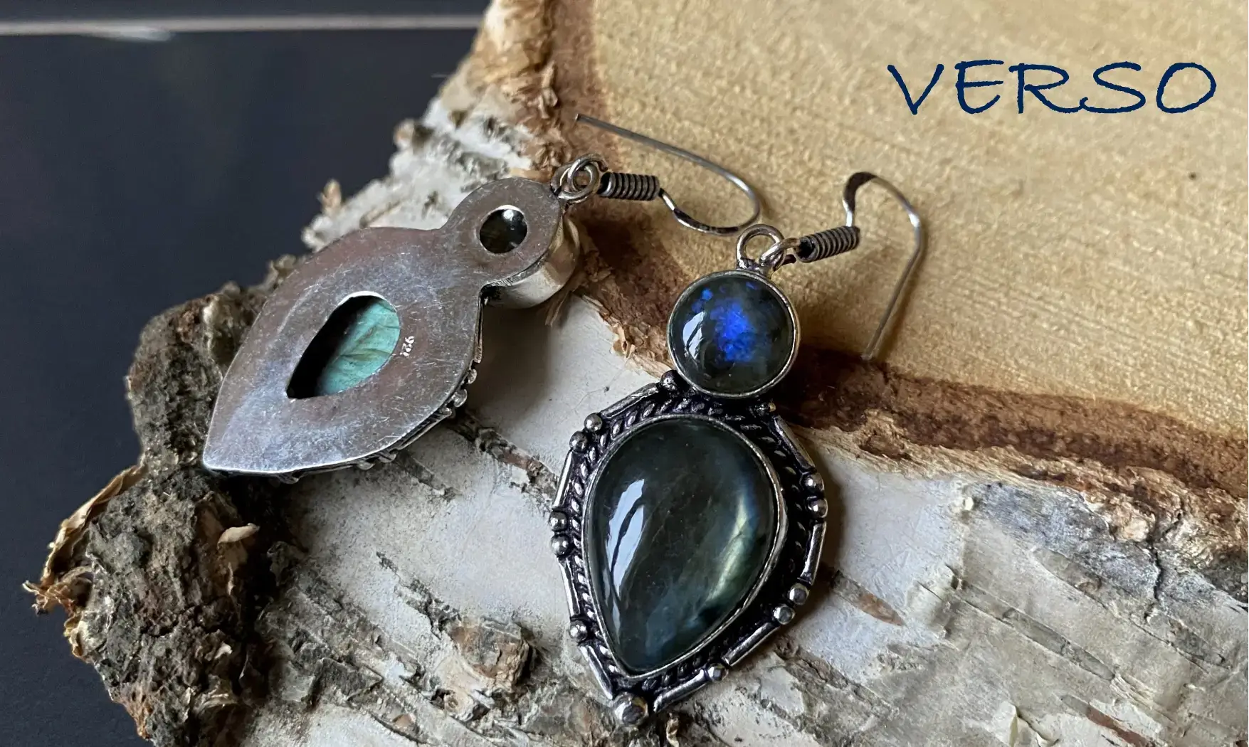 Labradorite pierre BO Argent