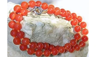 Cornaline pierres Boules collier