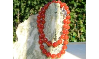 Cornaline pierres Boules collier