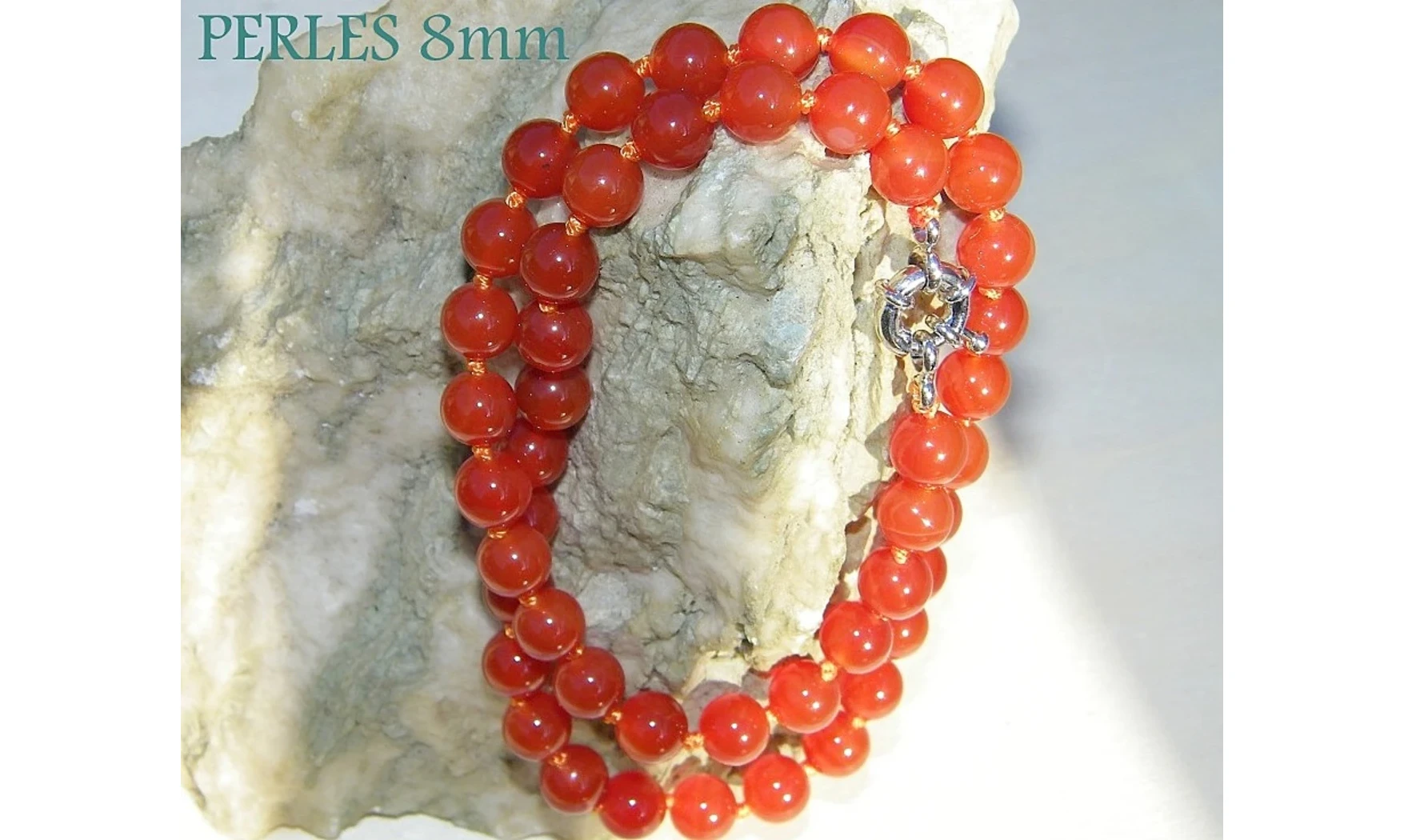 Cornaline pierres Boules collier