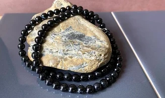 Onyx noir pierres Boules collier