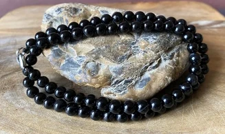 Onyx noir pierres Boules collier