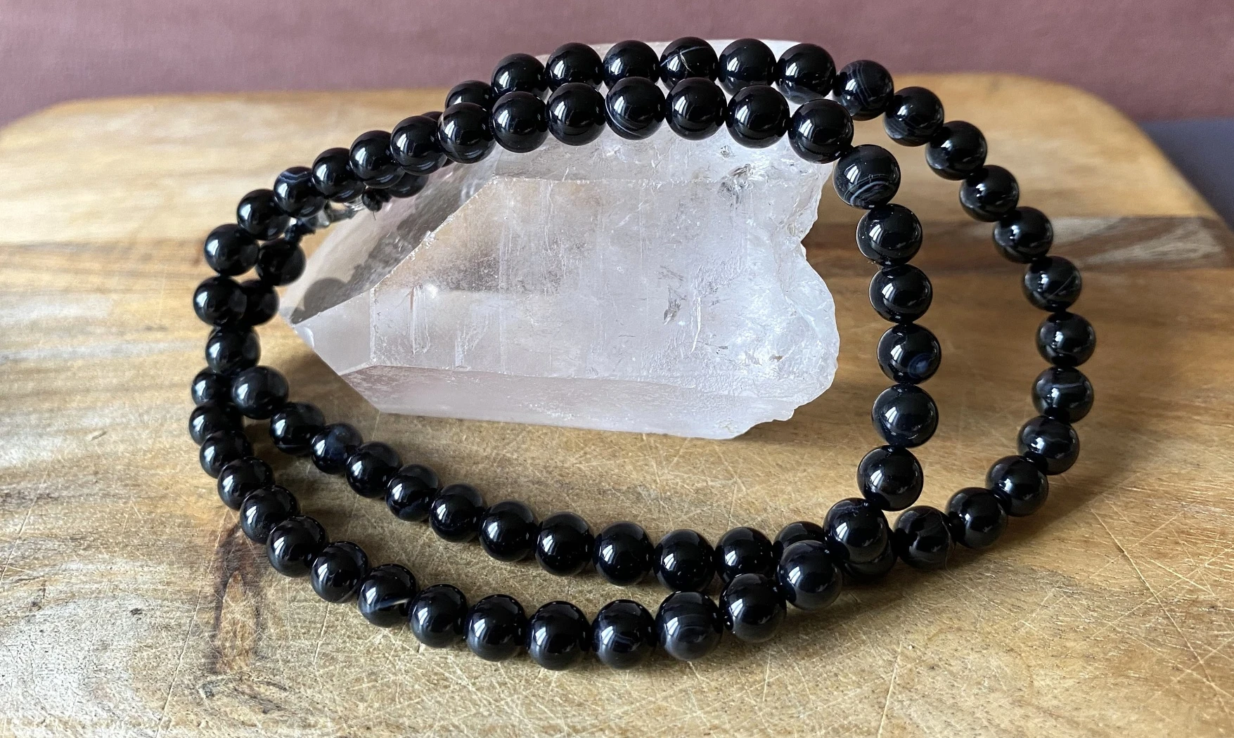 Onyx noir pierres Boules collier