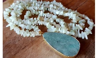 Amazonite / Jade Collier sautoir pierres