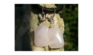 Rose Quartz Rectangular Earring