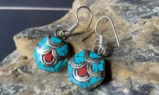 Tibetan Turquoise Coral Earring