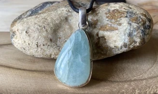 Aquamarine & 925 Silver plated pendant 1