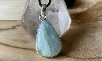 Aquamarine & 925 Silver plated pendant 1