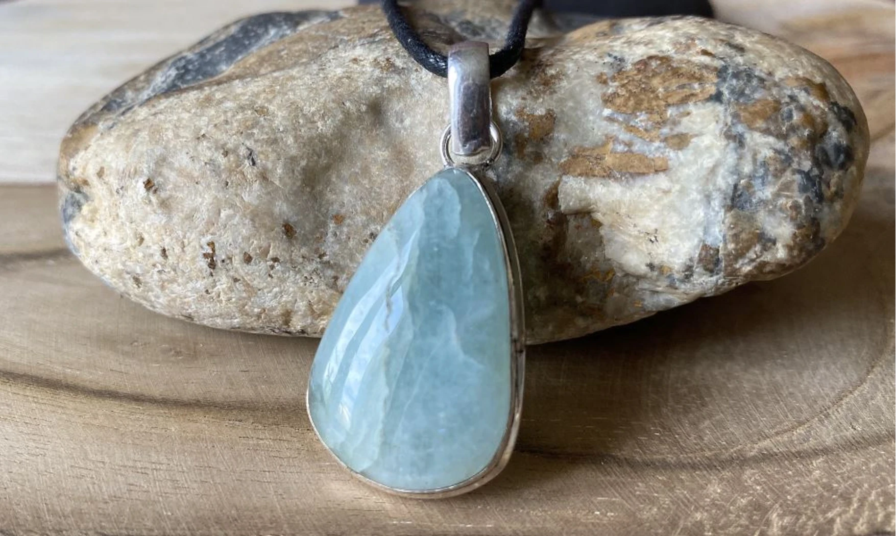 Aquamarine & 925 Silver plated pendant 1