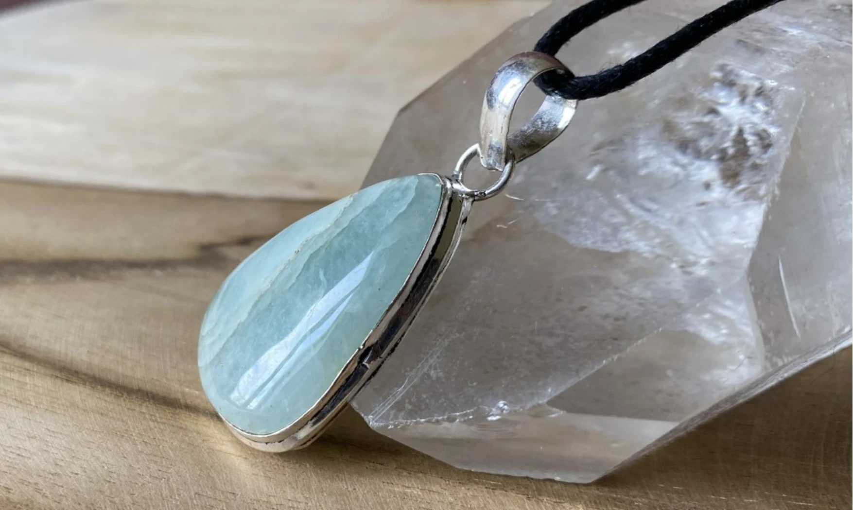 Aquamarine & 925 Silver plated pendant 1