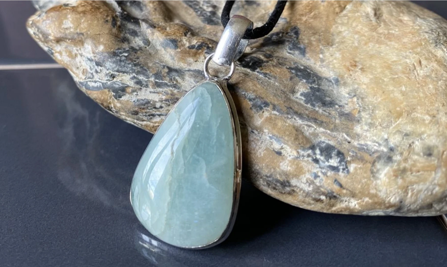 Aquamarine & 925 Silver plated pendant 1
