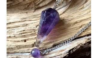 Amethyst faceted cone pendulum