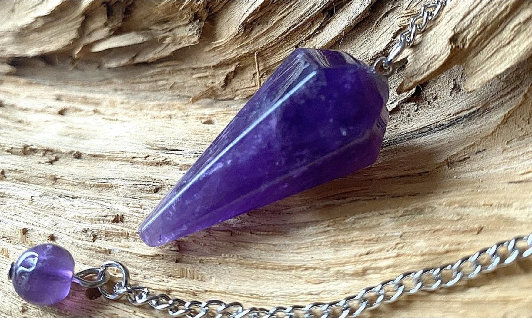 Amethyst faceted cone pendulum
