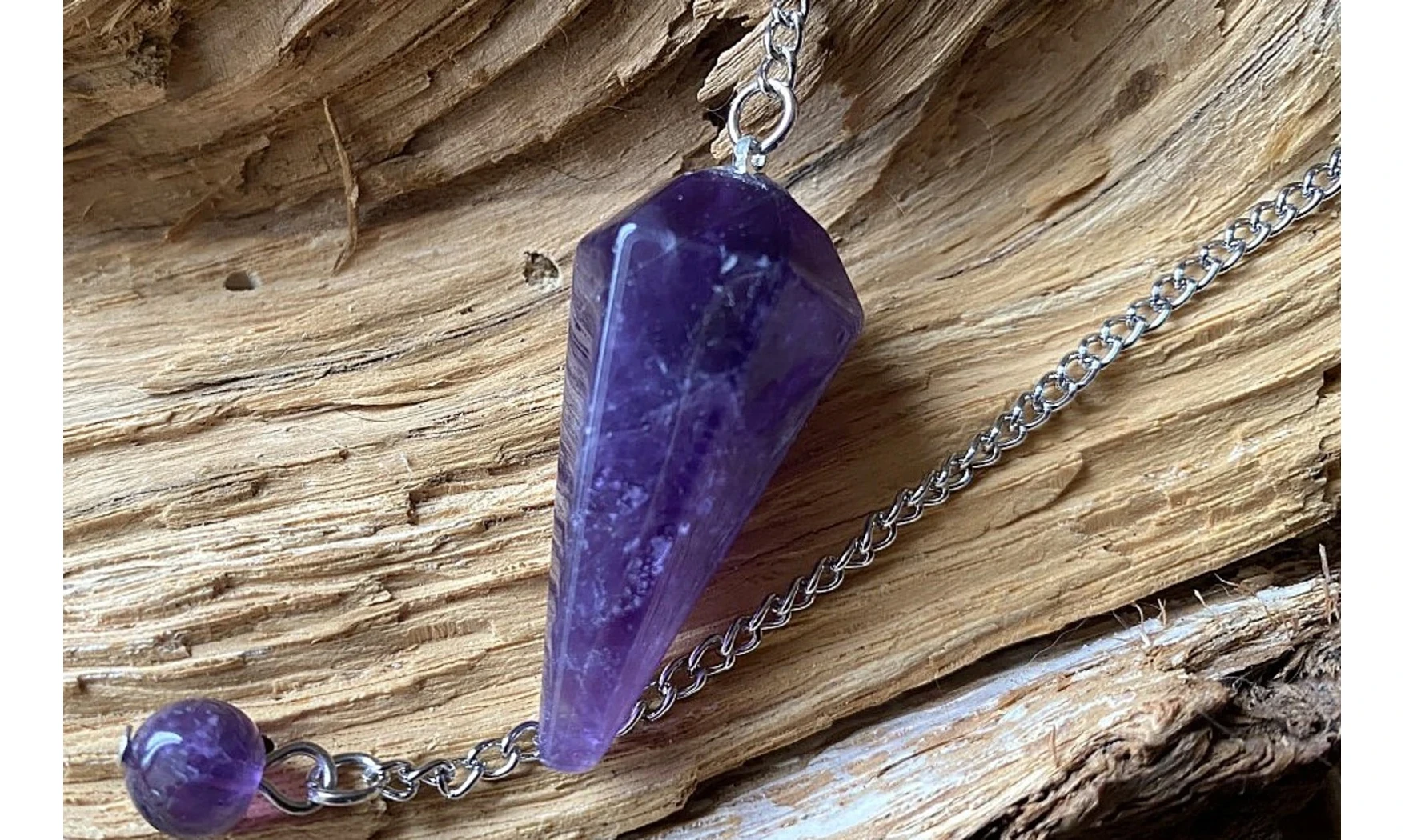 Amethyst faceted cone pendulum