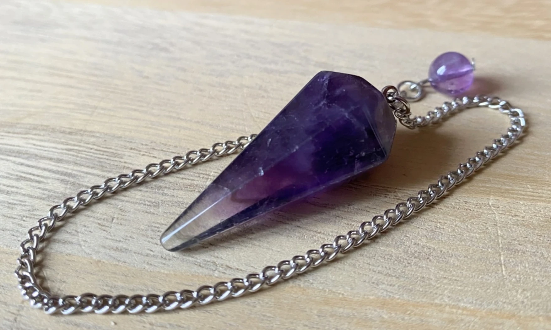 Amethyst faceted cone pendulum