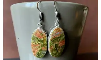 Unakite 925 Silver plated Earring