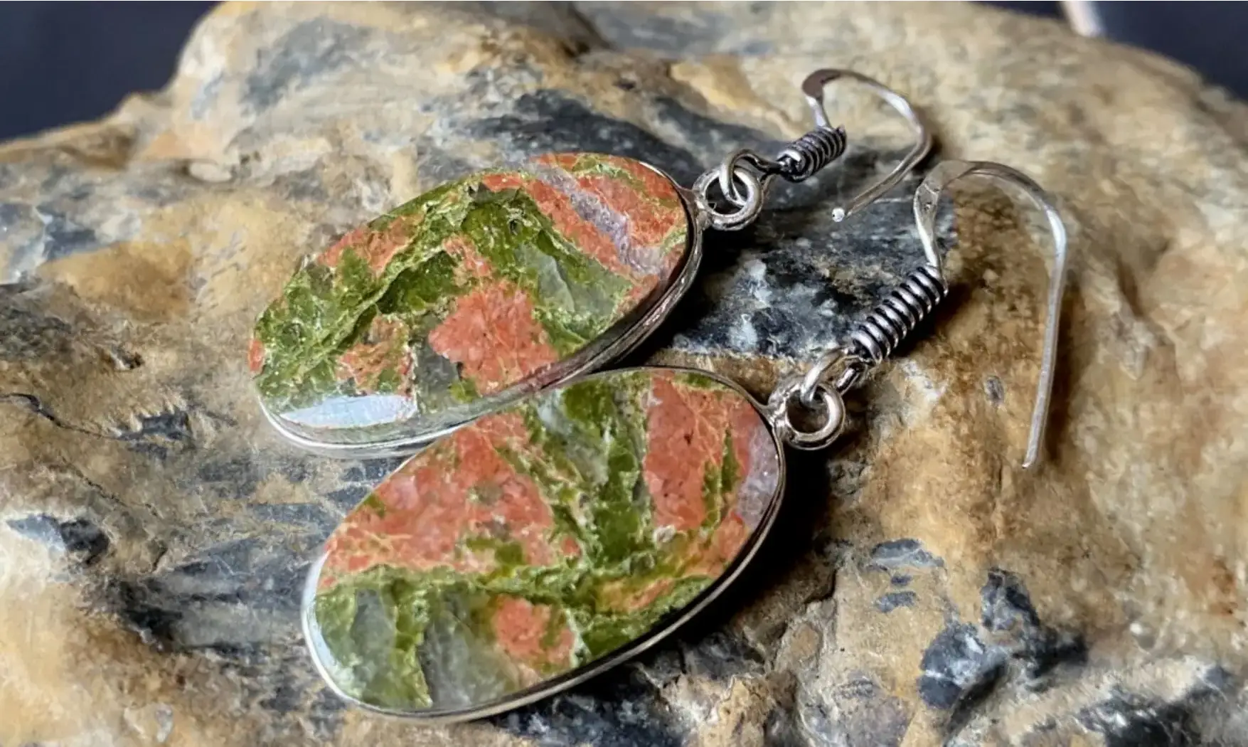 Unakite 925 Silver plated Earring