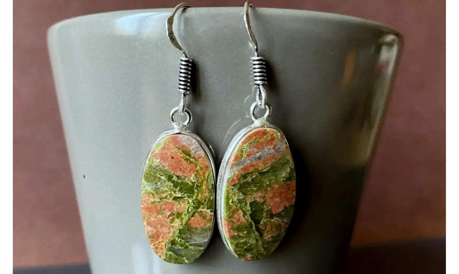 Unakite 925 Silver plated Earring