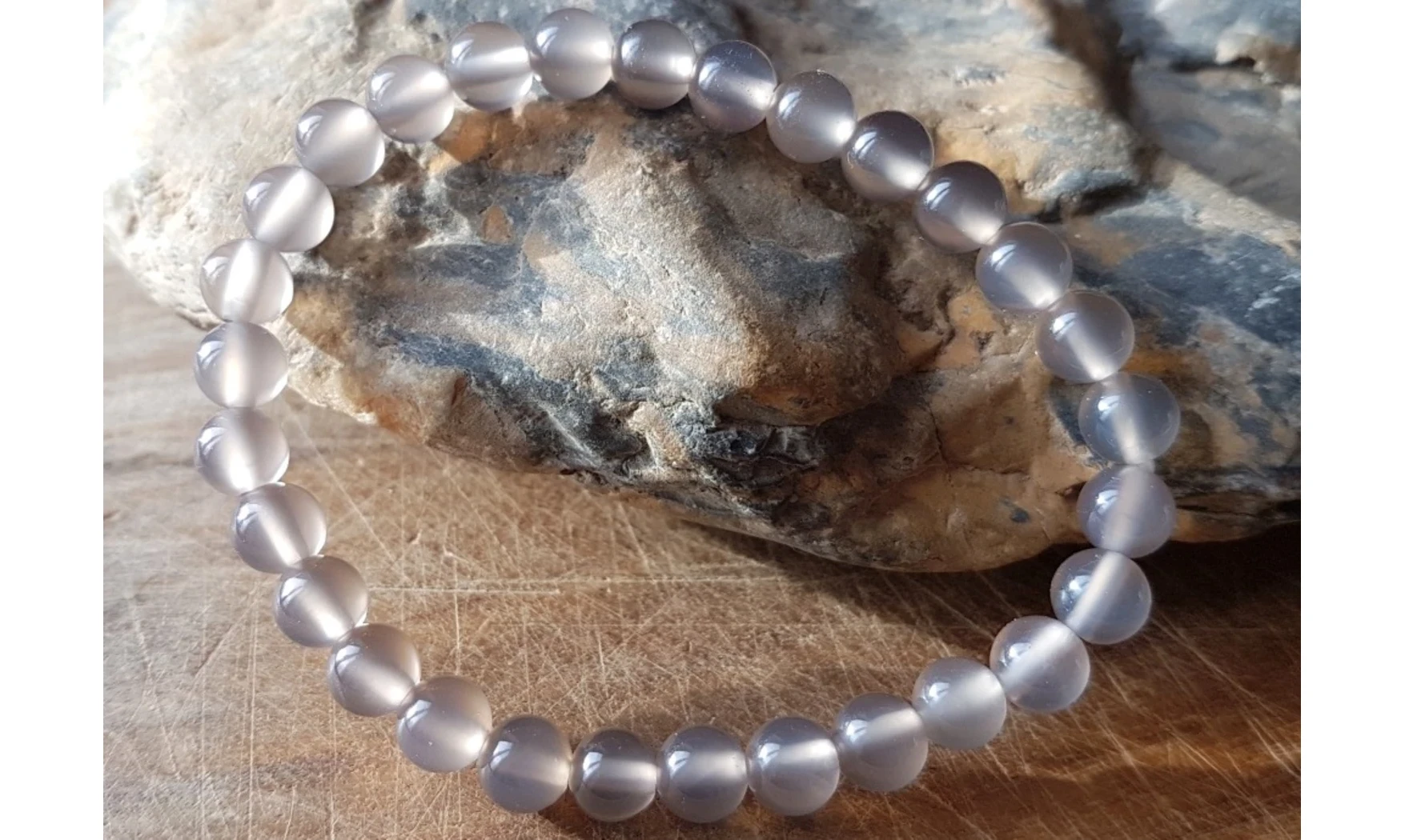 Agate Grise Boules bracelet pierres