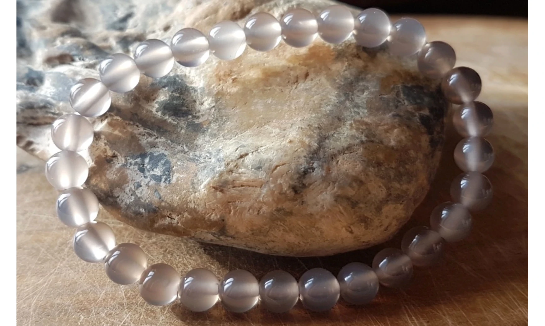 Agate Grise Boules bracelet pierres