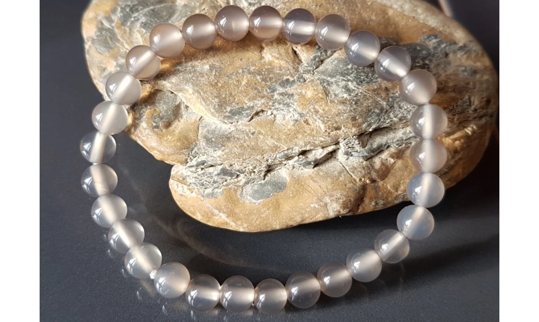 Agate Grise Boules bracelet pierres