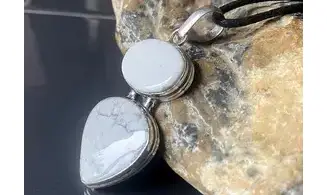 Howlite blanche pendentif & Argent
