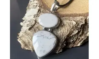 Howlite blanche pendentif & Argent
