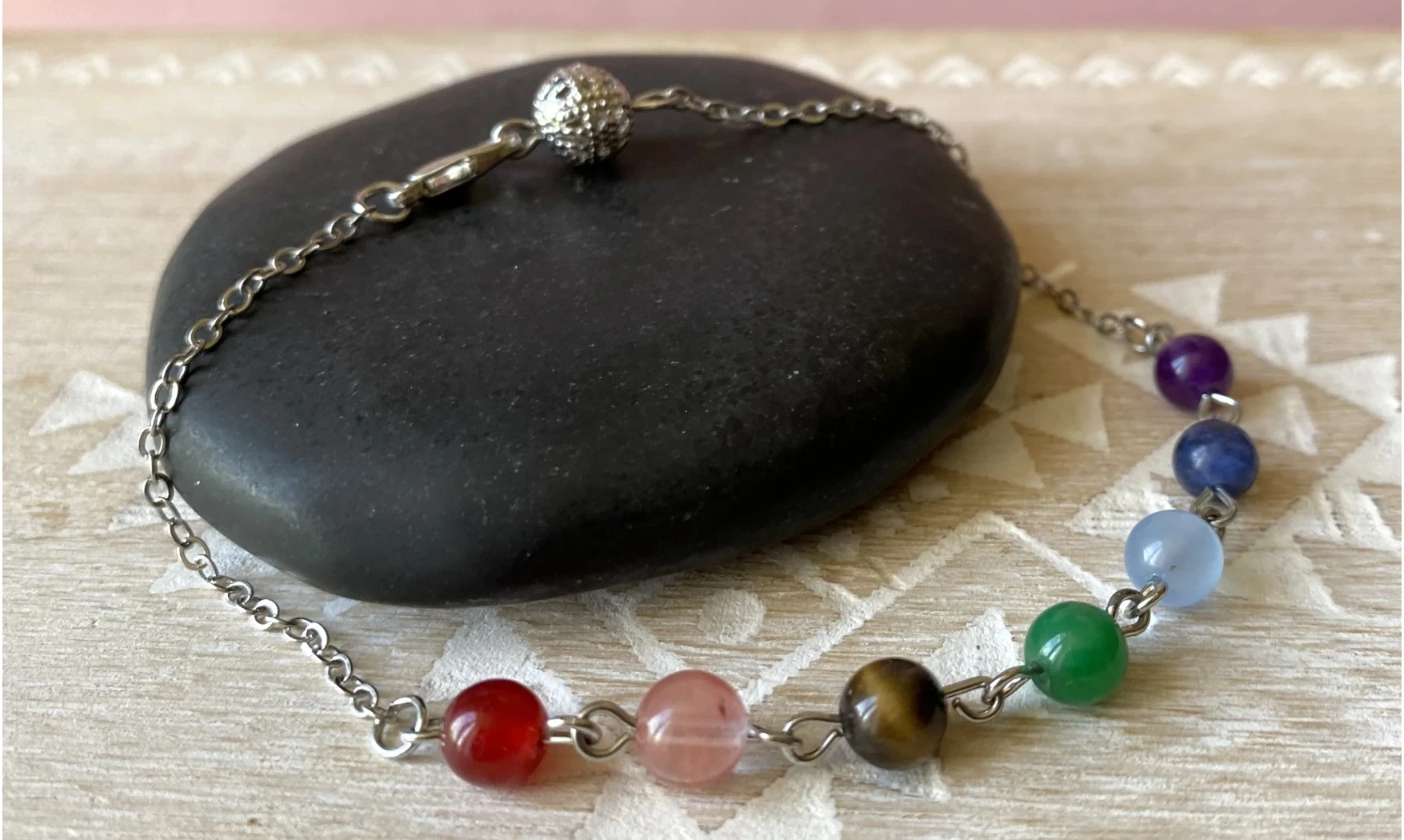 Chainette Pendule 7 Chakras pierres